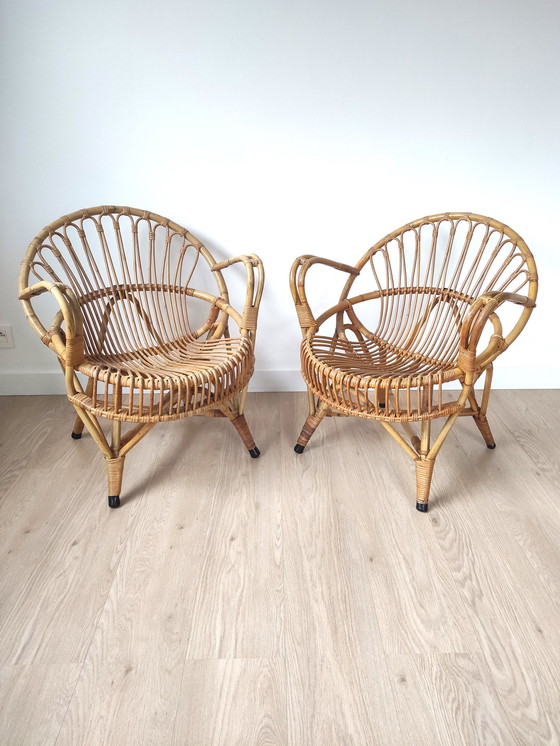 Image 1 of Set Van 2 Vintage Rotan Lounge Stoelen