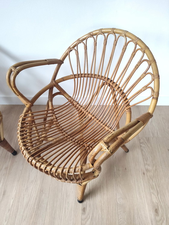 Image 1 of Set Van 2 Vintage Rotan Lounge Stoelen