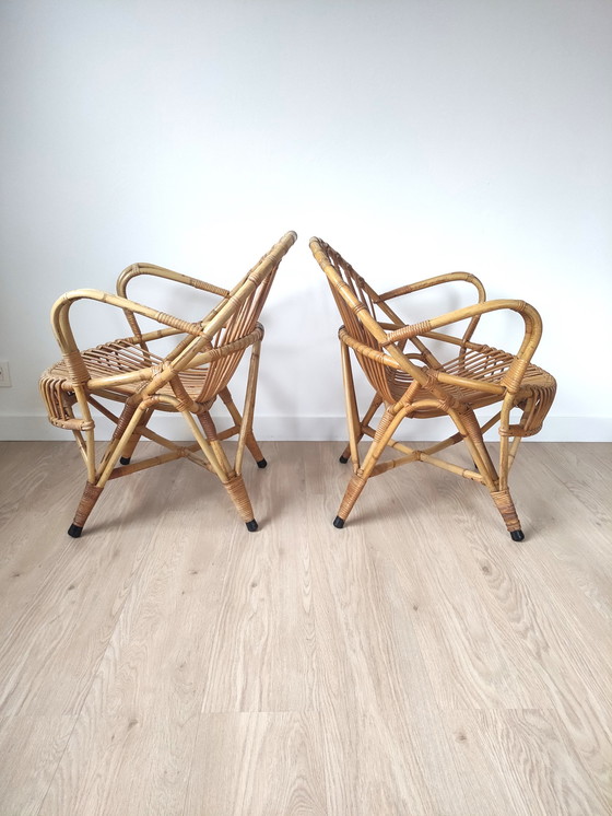 Image 1 of Set Van 2 Vintage Rotan Lounge Stoelen