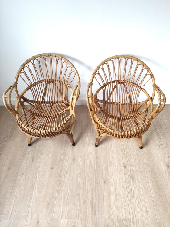 Image 1 of Set Van 2 Vintage Rotan Lounge Stoelen