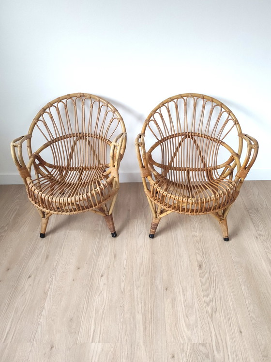 Image 1 of Set Van 2 Vintage Rotan Lounge Stoelen