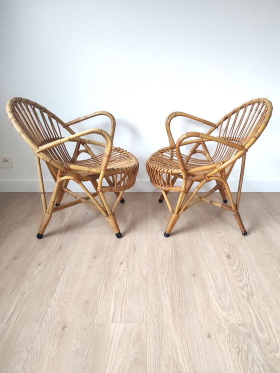 Image 1 of Set Van 2 Vintage Rotan Lounge Stoelen