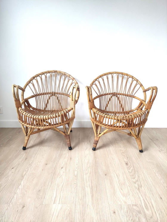 Image 1 of Set Van 2 Vintage Rotan Lounge Stoelen