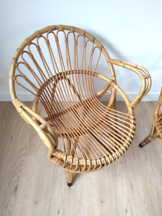 Image 1 of Set Van 2 Vintage Rotan Lounge Stoelen