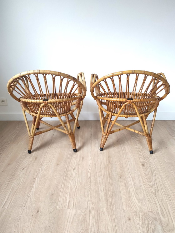 Image 1 of Set Van 2 Vintage Rotan Lounge Stoelen