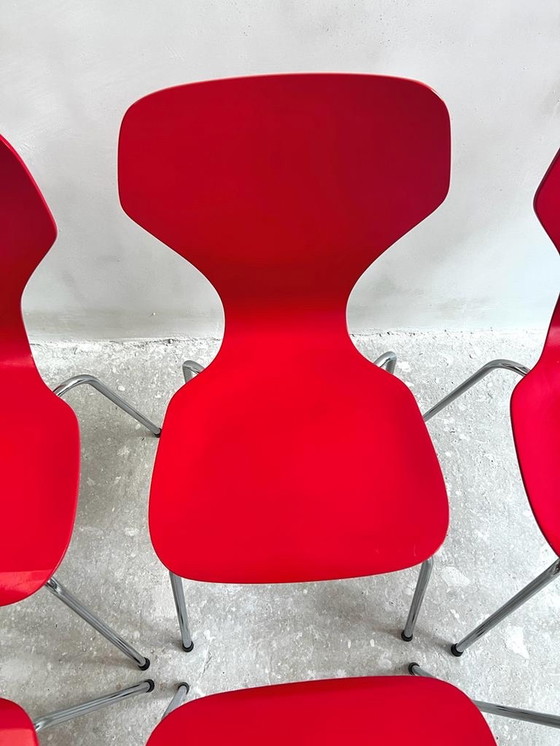 Image 1 of Set van 6 “Butterfly” Dining Chairs in Rood door Phoenix Denmark