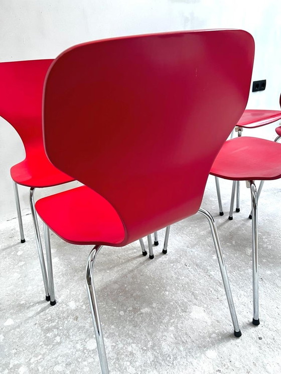 Image 1 of Set van 6 “Butterfly” Dining Chairs in Rood door Phoenix Denmark