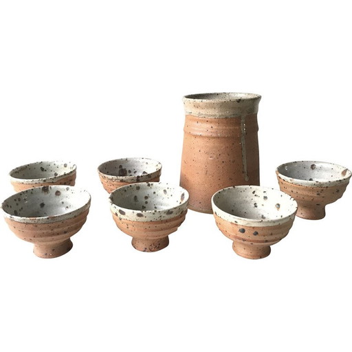 Vintage pyriet steengoed servies van Gustave Tiffoche