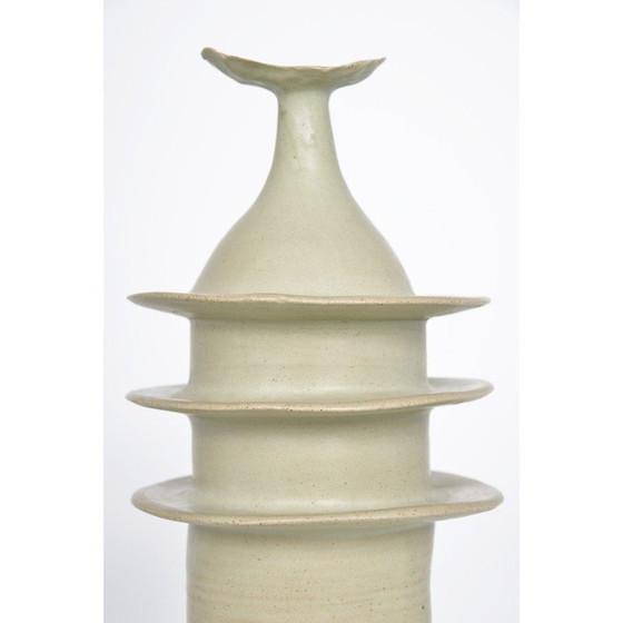 Image 1 of Vintage aardewerk "Pagode pot" in zandsteen door Alan Ashpool, Engeland 1970