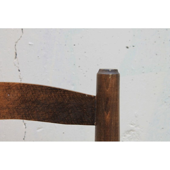 Image 1 of Paar vintage brutalistische stoelen van hout en stro, 1980
