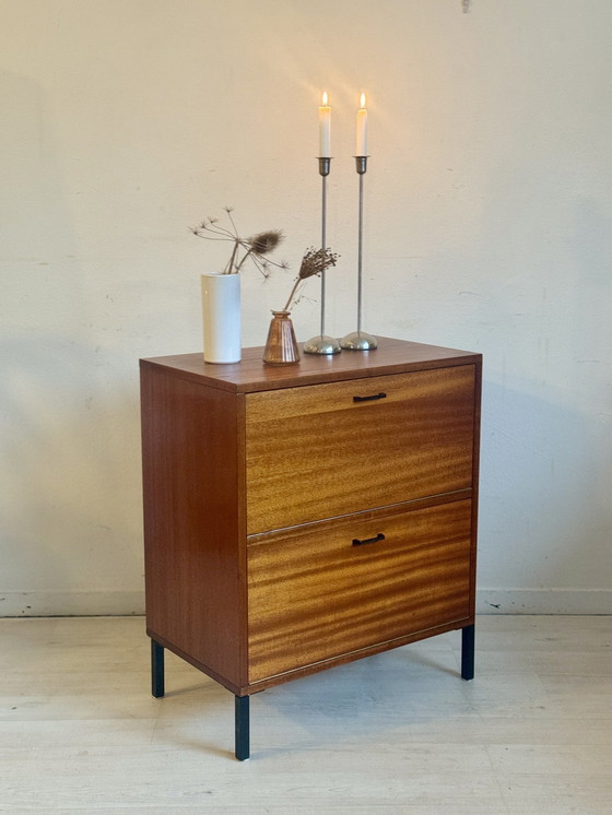 Image 1 of Vintage Teak Kastje Met Klep Jaren 60