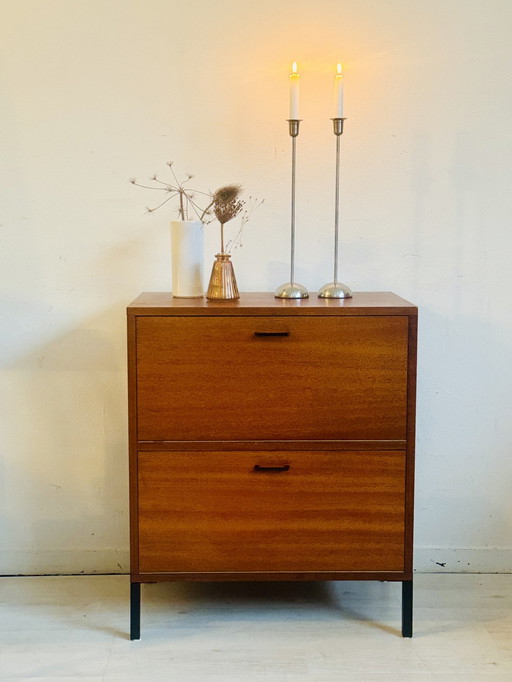 Vintage Teak Kastje Met Klep Jaren 60