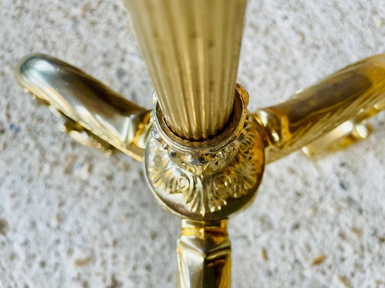 Image 1 of Vintage staande lamp met verguld messing decor, 1960S