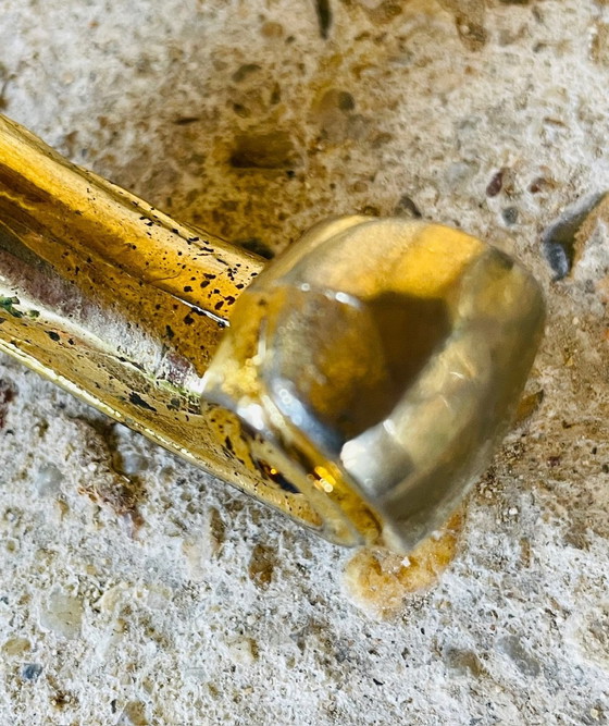 Image 1 of Vintage staande lamp met verguld messing decor, 1960S