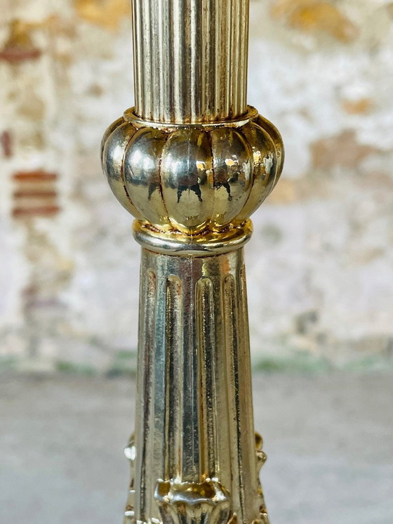 Image 1 of Vintage staande lamp met verguld messing decor, 1960S