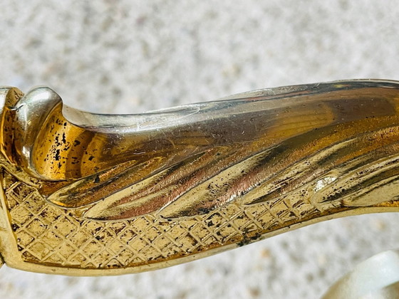 Image 1 of Vintage staande lamp met verguld messing decor, 1960S