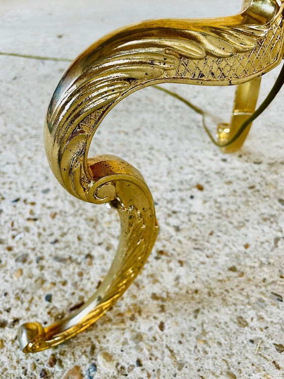 Image 1 of Vintage staande lamp met verguld messing decor, 1960S