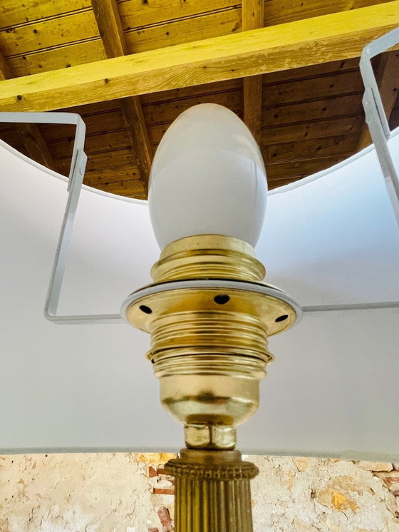 Image 1 of Vintage staande lamp met verguld messing decor, 1960S