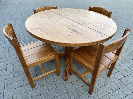 Image 1 of Vintage Eetkamerset - 6 Stoelen En Verstelbare Tafel