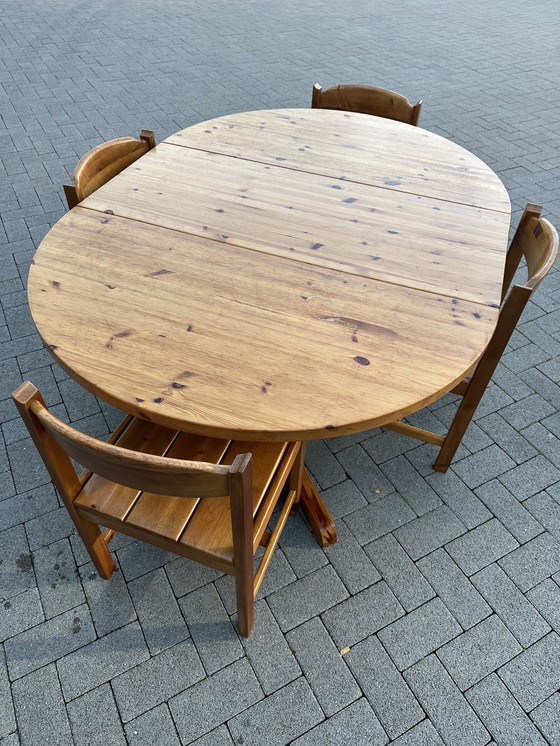 Image 1 of Vintage Eetkamerset - 6 Stoelen En Verstelbare Tafel