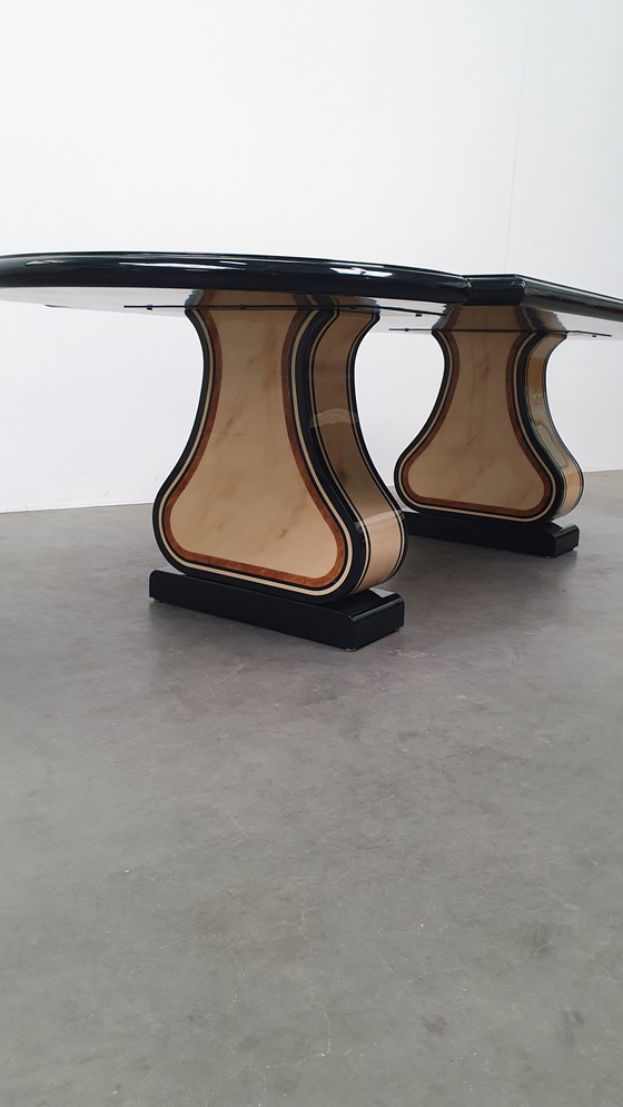 Image 1 of Jean Claude Mahey Regentschap tafel lakmer optiek jaren 70