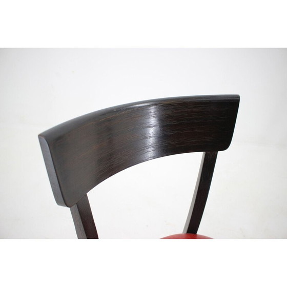 Image 1 of Set van 4 vintage roodleren eetkamerstoelen voor Up, Tsjecho-Slowakije 1950