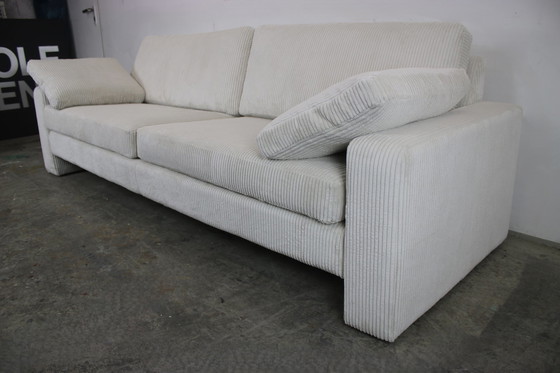 Image 1 of Cor Conseta vierzitsbank corduroy stof wit bankstel& hocker nieuwe hoes