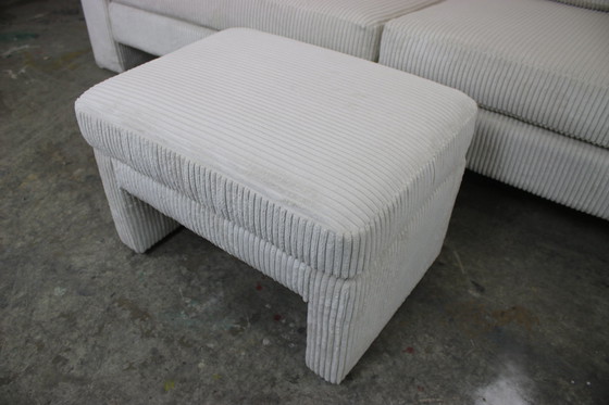 Image 1 of Cor Conseta vierzitsbank corduroy stof wit bankstel& hocker nieuwe hoes