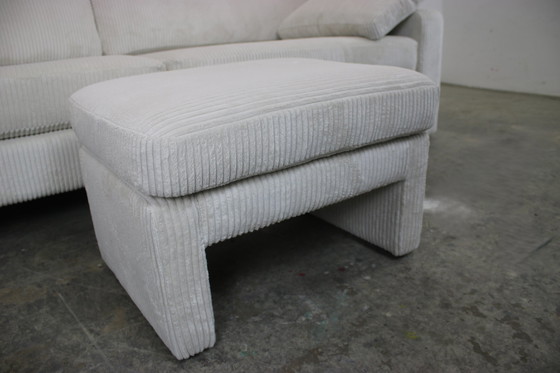 Image 1 of Cor Conseta vierzitsbank corduroy stof wit bankstel& hocker nieuwe hoes