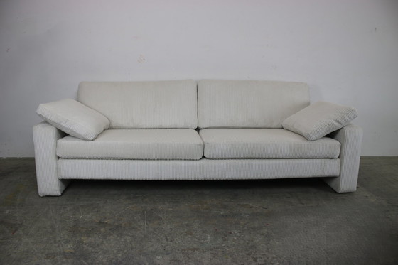 Image 1 of Cor Conseta vierzitsbank corduroy stof wit bankstel& hocker nieuwe hoes