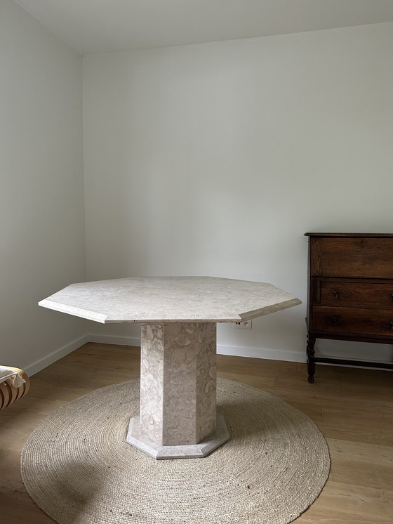 Image 1 of Vintage Travertin Octagonal Dining Table