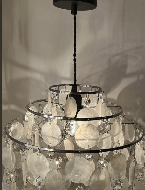 Image 1 of Vintage capiz kroonluchter hanglamp schelpen 🐚 