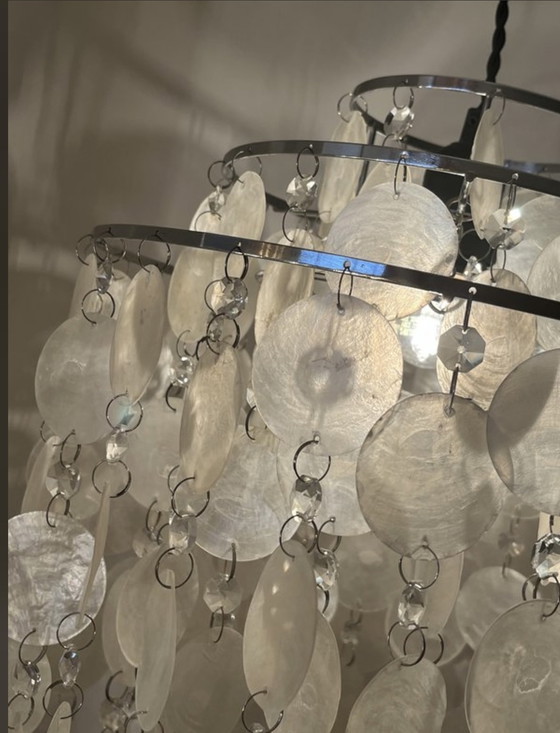 Image 1 of Vintage capiz kroonluchter hanglamp schelpen 🐚 