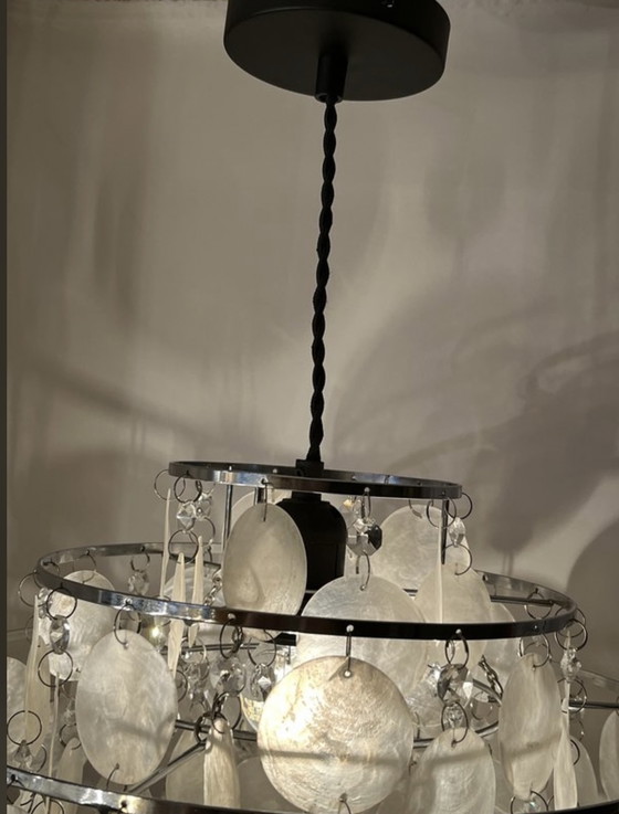 Image 1 of Vintage capiz kroonluchter hanglamp schelpen 🐚 