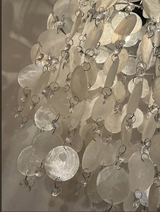 Image 1 of Vintage capiz kroonluchter hanglamp schelpen 🐚 