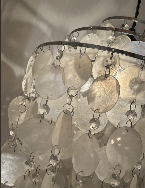 Image 1 of Vintage capiz kroonluchter hanglamp schelpen 🐚 