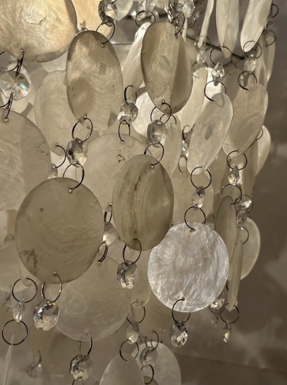 Image 1 of Vintage capiz kroonluchter hanglamp schelpen 🐚 