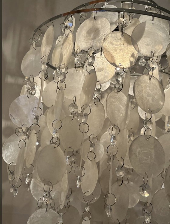 Image 1 of Vintage capiz kroonluchter hanglamp schelpen 🐚 