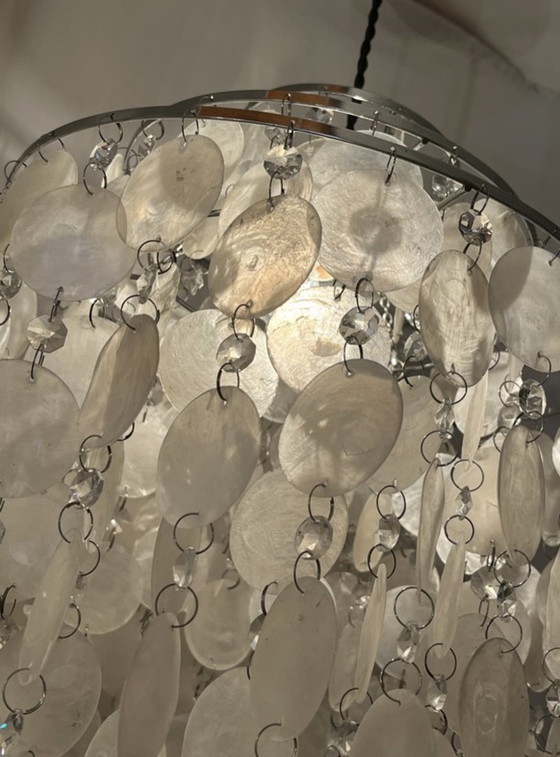 Image 1 of Vintage capiz kroonluchter hanglamp schelpen 🐚 