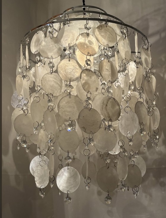 Image 1 of Vintage capiz kroonluchter hanglamp schelpen 🐚 