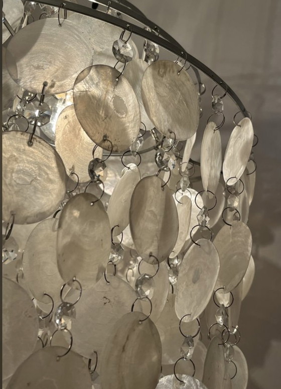 Image 1 of Vintage capiz kroonluchter hanglamp schelpen 🐚 
