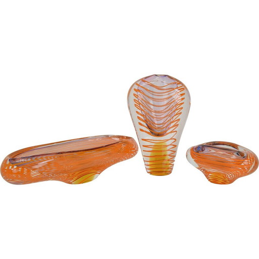 Set vintage kunstglas van Ivo Rozsypal, Tsjecho-Slowakije 1970