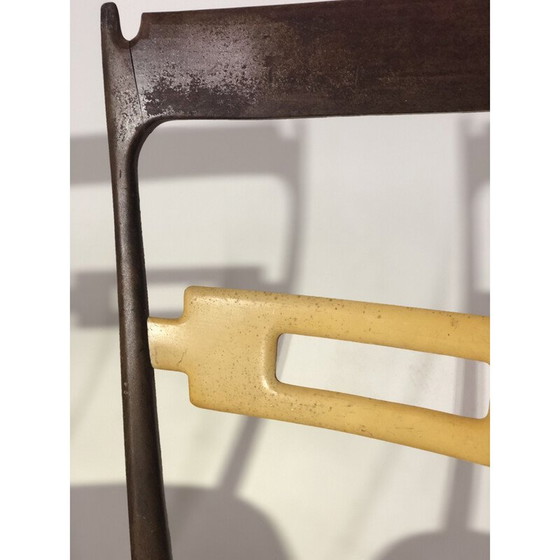 Image 1 of Set van 6 vintage stoelen in donker hout en skai