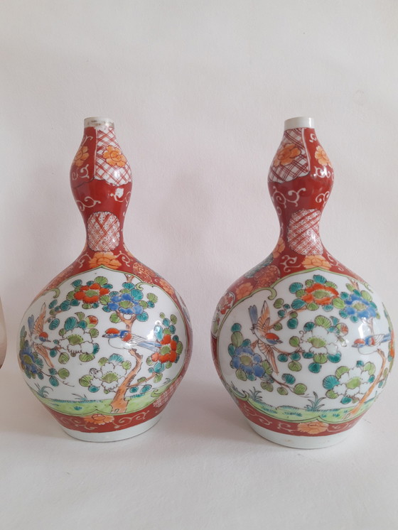 Image 1 of 2 X Japanse Kutani Koraalrode Vazen; Meiji Periode