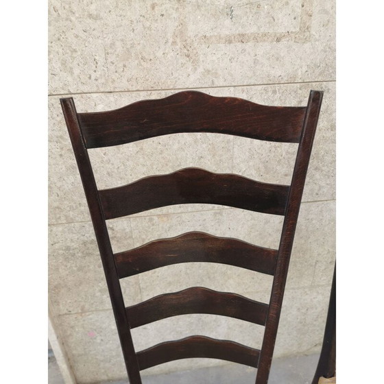 Image 1 of Paar vintage stoelen van beukenhout en touw