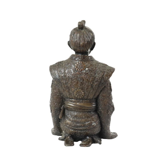 Image 1 of Bronzen Beeld Japanse Krijger Knielende Samoerai 20Ste Eeuw