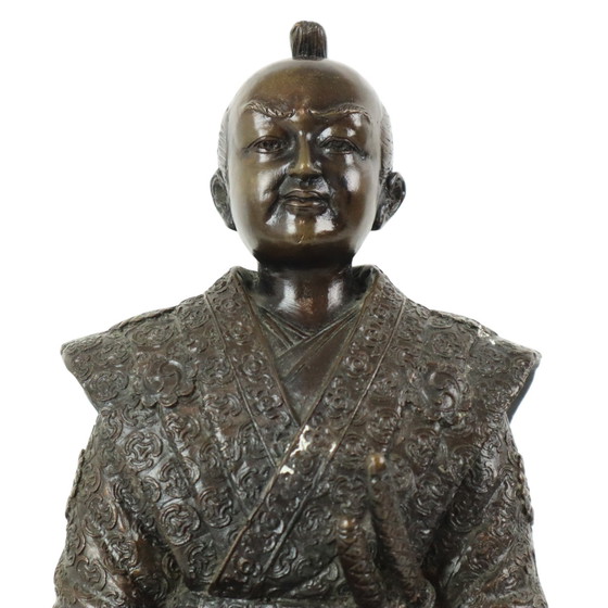 Image 1 of Bronzen Beeld Japanse Krijger Knielende Samoerai 20Ste Eeuw