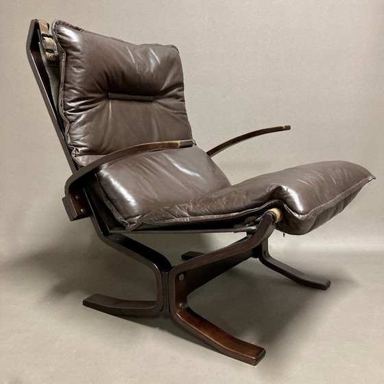 Image 1 of Scandinavische vintage leren fauteuil van Ingmar Relling, 1950