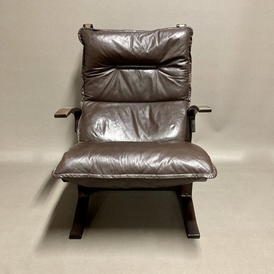 Image 1 of Scandinavische vintage leren fauteuil van Ingmar Relling, 1950