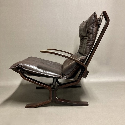 Scandinavische vintage leren fauteuil van Ingmar Relling, 1950